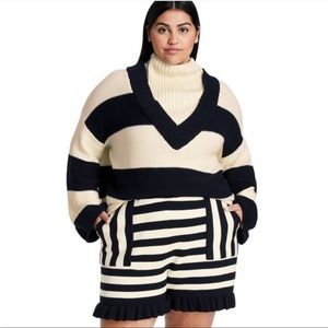 Victor Glemaud Target Black White Stripe Sweater Shorts Women Plus Size 3X